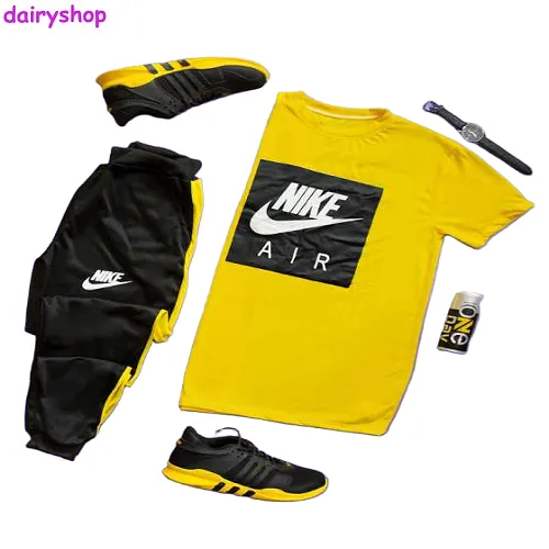 ست تیشرت وشلوار مردانه Nike مدل Zilan (زرد)